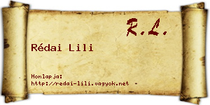 Rédai Lili névjegykártya